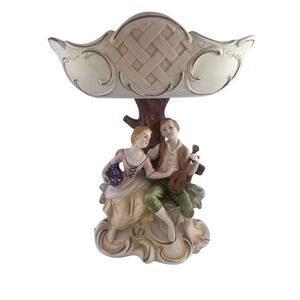 Vtg Victorian Serenading Boy Girl Compote Bowl Norleans Decoration Japan